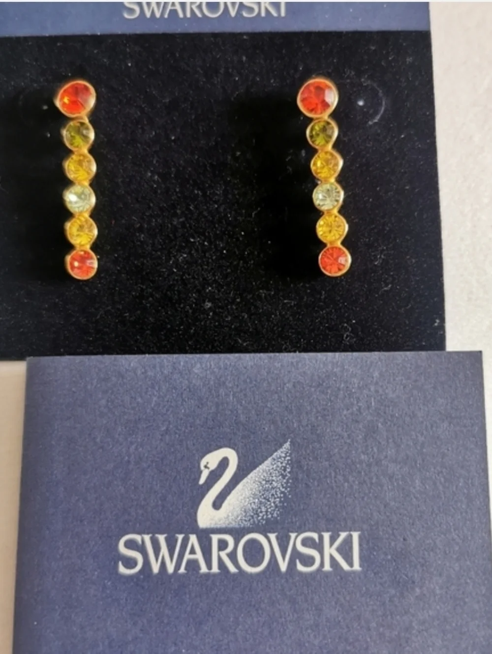 New Swarovski Crystal Multicolor Drop Statement Piece Earrings Bridesmaid Classy - Picture 5 of 8